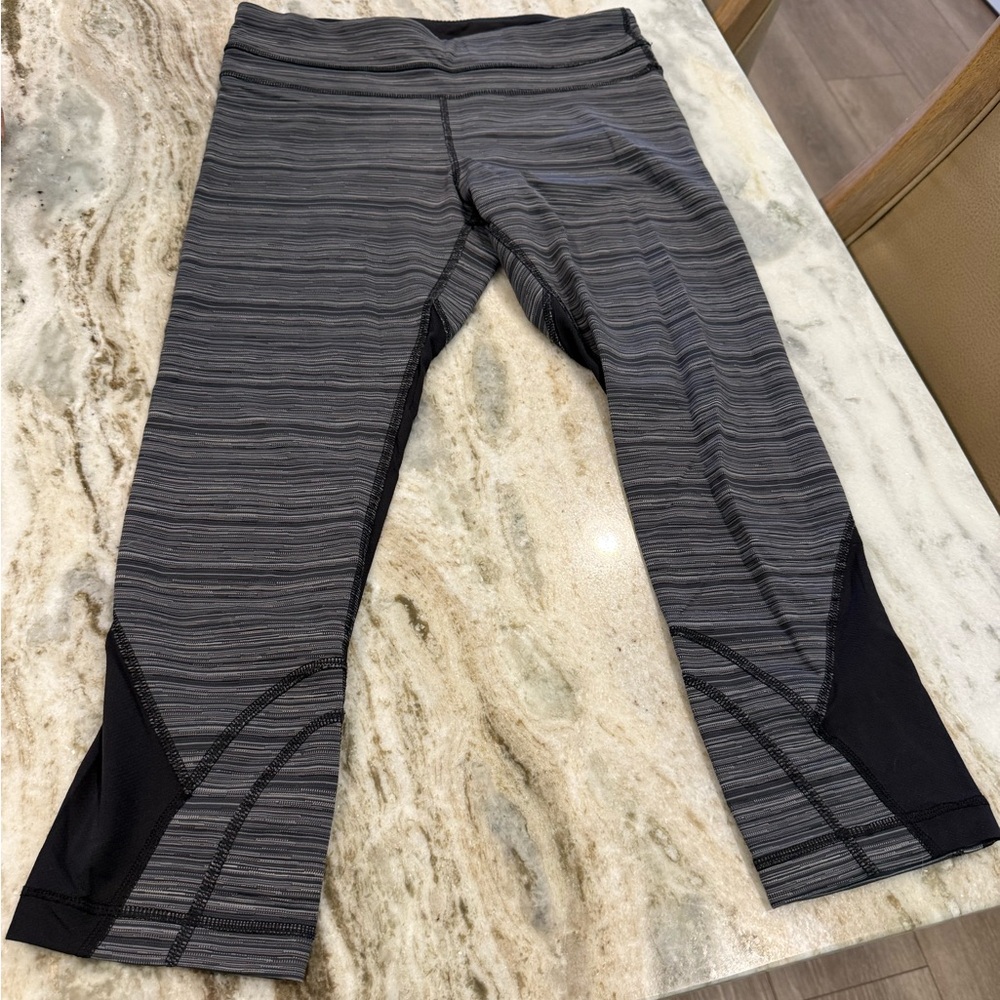 Lululemon Black Striped Leggings and Purple striped leggings